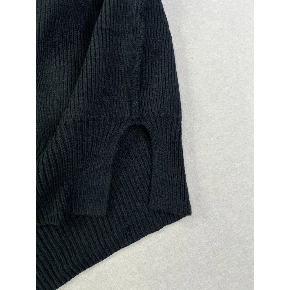 Free People Easy Street Tunic Sweater Women Small Black Tight Knit Rib Oversized - Picture 9 of 11